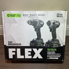 FLEX 24V Brushless Drill & Impact Driver Combo Kit 2 Batteries/Case FXM201-2AP