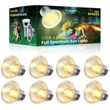 8Pack Heat Lamp Bulbs, 50W Reptile Heat Bulb, UVA UVB Reptile Light Bulb, E26...