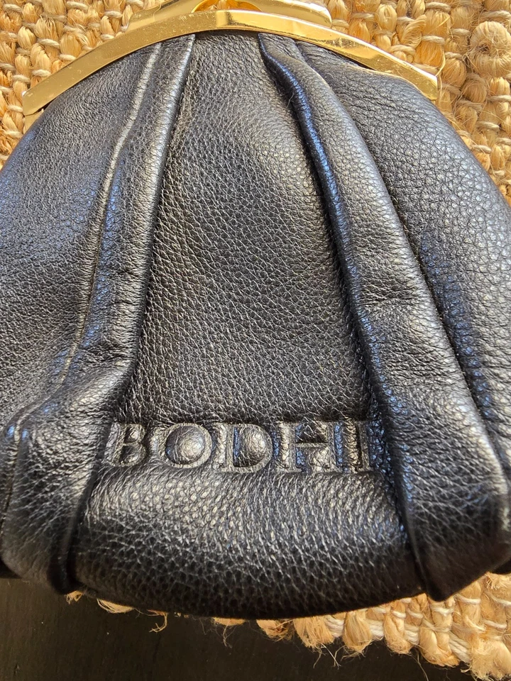 Monedero/monedero pequeño BODHI de cuero negro con adornos dorados Foto 2 de 4