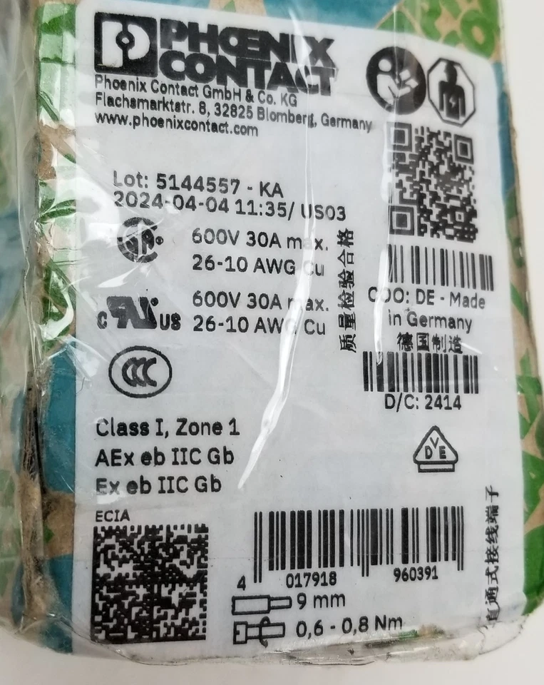 45 Phoenix Contact 3044102 Terminal Block Feed Through 2 Position Gray 26-10 AWG - Image 2 of 4