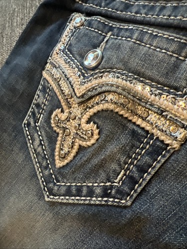 Jeans donna Rock Revival Betty dritto nuovo con etichetta taglia 27 CJ217 strass - Foto 7 di 14