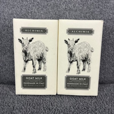 2x Alchimia Goat Milk Soap Unisex Cream Handmade Italy Vegetable Bar 10.5 oz