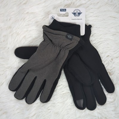 Men's Dockers Fleece Lined Stretch Palm Touchscreen Gloves Dark Grey Size XL