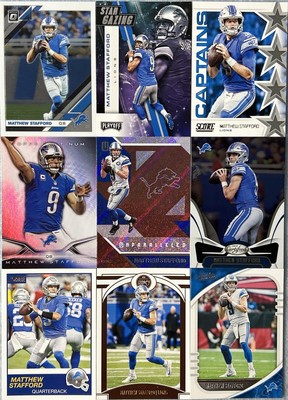 Matthew Stafford 9 Card Lot Topps Panini Score Optic Detroit Lions LA Rams