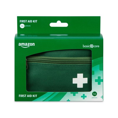 Amazon Basic Care Erste Hilfe Set, 56 Teile, grün