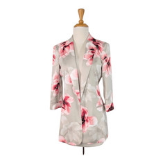 Calvin Klein 6 S Pink Beige Floral Blazer Jacket Beige Event Career Open Front