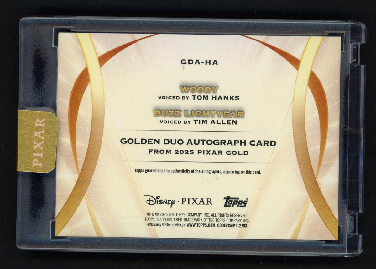 WOODY Tom Hanks BUZZ Tim Allen 2025 TOPPS PIXAR GOLD AUTO /20