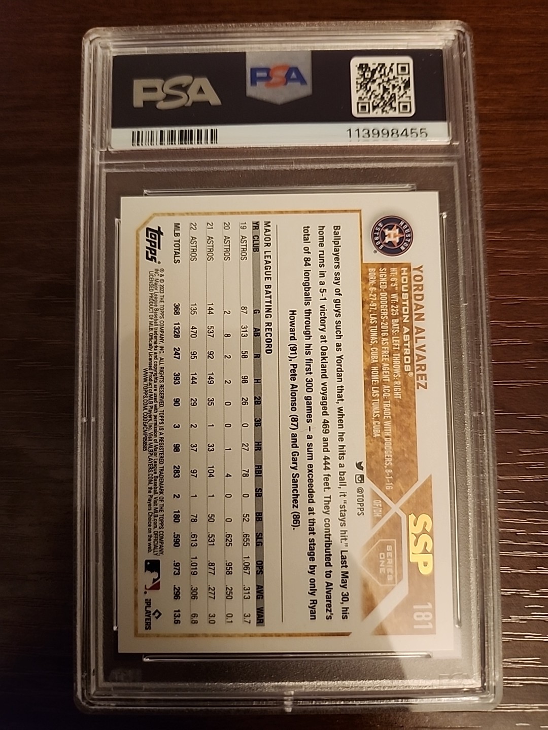 2023 Topps Yordan Alvarez Golden Mirror SSP PSA 9 view 2