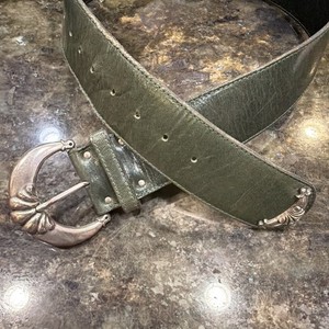 JILL STEWART Black Embossed Leather Belt with Brass Oval Buckle 32” long Jill Stuart New York Womens Black Belt Marbled Buckle M  main image 4