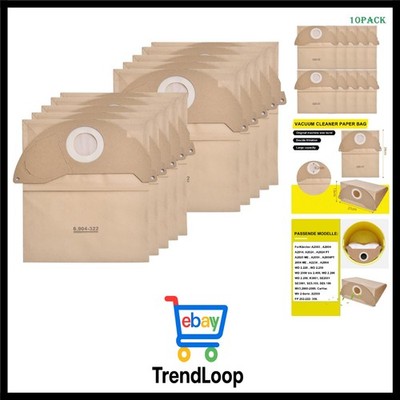 10 stück 6.904-322.0 Staubsaugerbeutel für Kärcher Müllbeutel WD2  Filterbeut...