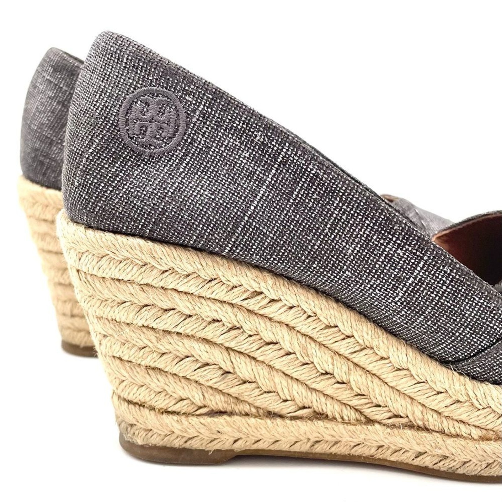 Tory Burch Filipa Espadrille Wedge Heel in Shimmer Pewter Linen Women’s Size 5.5 thumbnail 3