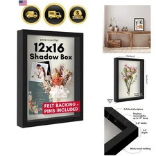 Shadow Box Frame 12x16 Display Case Wall Tabletop Deco with Plexiglass