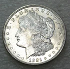 1921-D Morgan Silver Dollar BU White Frosty Luster in saflip #Q316