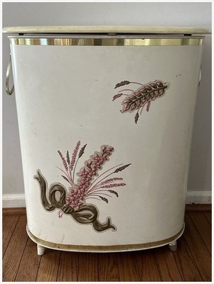 Detecto Laundry Hamper Embossed Metal Mid-Century Modern 1950s