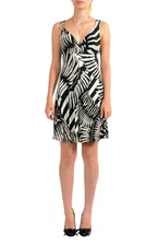 Just Cavalli Fit & Flare Two Tone Sleeveless Dress Snake Detail Strap Logo Print