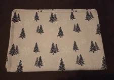 Rustic Winter, Pine Tree, Snowflake Table Runner Tan Green & White 