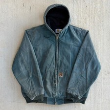 Carhartt J68 HTG faded green hooded work wear jacket XL