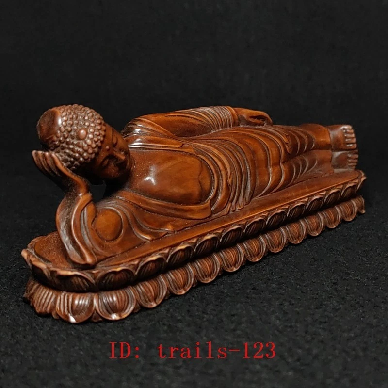 Decoración de estatua de Buda Tathagata de 5,7 pulgadas de boj chino tallado a mano para dormir Foto 3 de 4