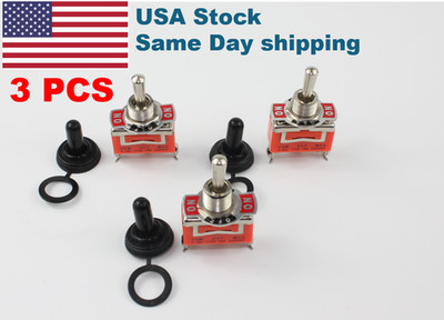 3 Pcs Toggle SWITCH ON/OFF/ON Heavy Duty 20A 125V 3 Terminal  Waterproof BOOT