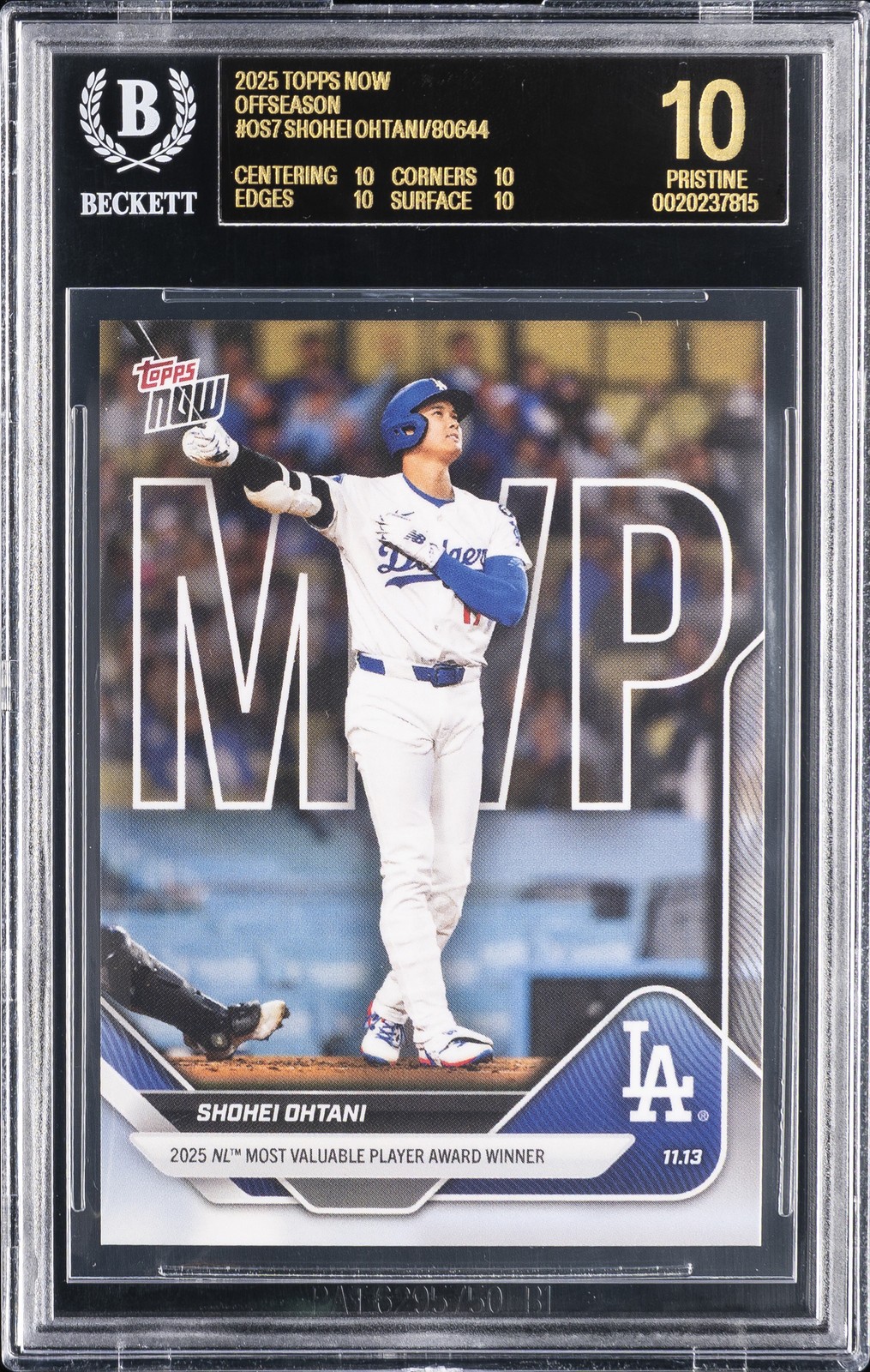 2025 TOPPS NOW OFFSEASON #OS7 SHOHEI OHTANI BGS 10 BLACK LABEL