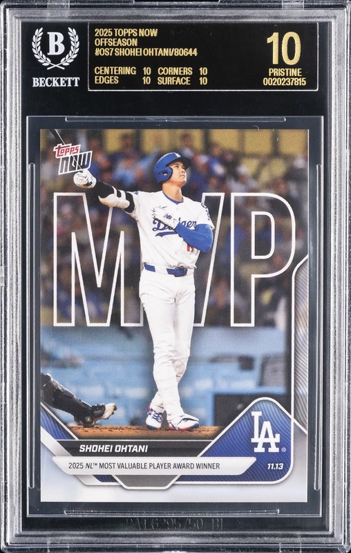 2025 TOPPS NOW OFFSEASON #OS7 SHOHEI OHTANI BGS 10 BLACK LABEL