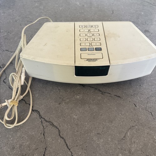 Bose AWR-1RW Vtg White Acoustic Wave Clock Radio Parts Or Repair Only