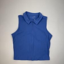 New Womens Travis Mathew Midline MoveKnit Sleeveless Blue Golf Polo Size M