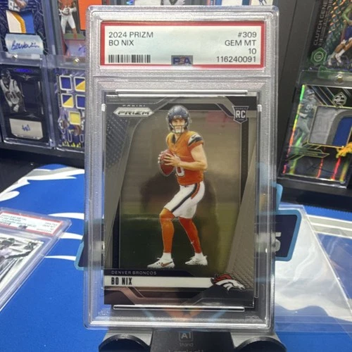 Panini 2024 Prizm Bo Nix #309 Rookie PSA 10 Denver Broncos NFL Football Card