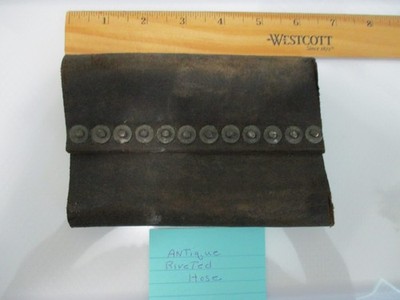 ANTIQUE FIREMAN LEATHER RIVETED FIRE HOSE - 6'' SECTION  Item #1  Collector Item