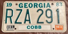 Vintage Georgia (Cobb) '88-'89 License Plate