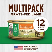 Original Grain Free Real Lamb Natural Wet Canned Cat Food 5.5Oz Pack of 12 