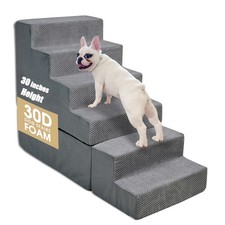Dog Stairs for Bed 30''H Small Dogs, 6-Step Sturdy Foam Dog Steps for High Be...