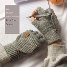 Winter Warm Knitted Fingerless Gloves Touch Screen Half Finger Unisex