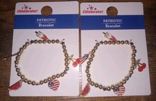 Set Of 2 NWT Way To Celebrate Festive Patriotic Bracelet Red White Blue