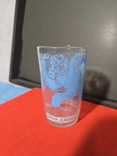 Vintage Davy Crockett Blue Glass Tumbler Approx. Size: 4-1/2" x 2 -1/2" U163/10