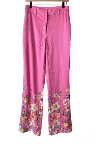 boston proper Trouser Floral Printed High Rise Dress Pants Women Size 6 Pink