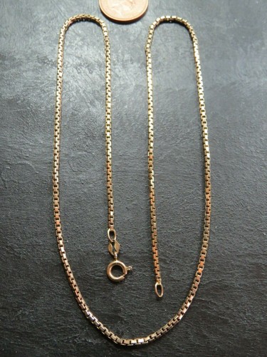 VINTAGE 9ct GOLD BOX LINK NECKLACE 