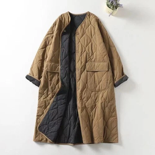 Women Collarless Long Sleeve Single-breasted Ladies New Winter Coat Casual - Picture 19 of 27