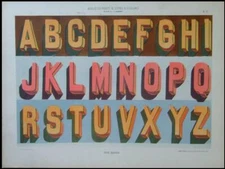 FRENCH ART NOUVEAU LETTERS - 1903 HELIOTYPE POCHOIR - TYPOGRAPHY, ALPHABET