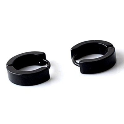 Zense Orecchini Da Uomo In Acciaio Inossidabile Nero Opaco - Cerchio 1,3 Cm - Gioielli Francesi - 3