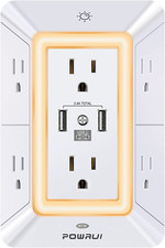 Multi Plug Outlet Surge Protector - 6 Outlet Extender with 3 USB Ports 1 USB C