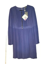 Atos Lombardini Women’s Blue Long Sleeve Round Neck Dress Size 44 NWT