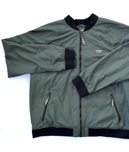 NWT L.L. Bean Men's 3 Season Zip Up Bomber Jacket Coat Thyme Green Black XXL 2XL - Picture 3 of 9