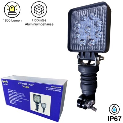 1800 Lumen LED Arbeitsscheinwerfer flexible DIN Zapfenstange Halterung 10-30v DC