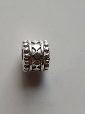 TRUTH silver PK 925 silver squares and spots barrel bracelet charm bead
