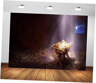 BELECO 7x5ft Fabric Nativity Scene Backdrop Bethlehem Star Holy 7x5FT A16633