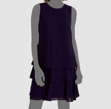 $125 Ralph Lauren Women's Purple Crepe Sleeveless Shift Dress Size 14