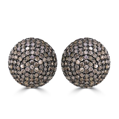 Victorian 9.48 Cttw. Diamond Double Globe Stud Earrings