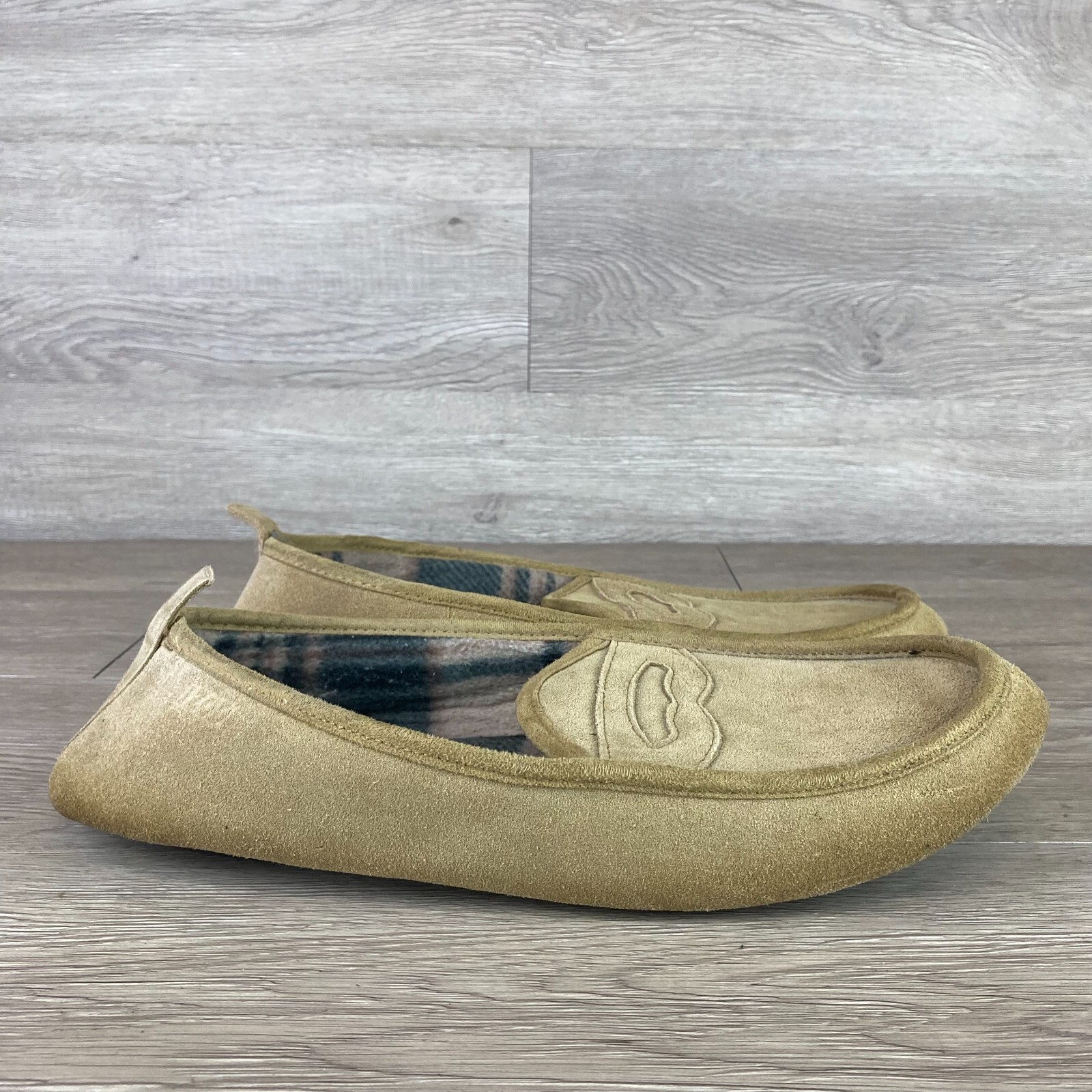 Izod Mens Brown Tan Leather Moccasin 