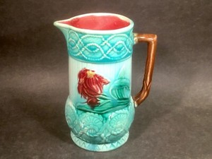 Antique Flower and Rope Majolica Pitcher c.1800's